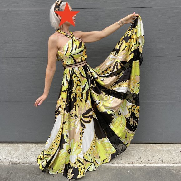 NWT ANNARITA N Made in Italy Long V-strap dress - Picture 2 of 16